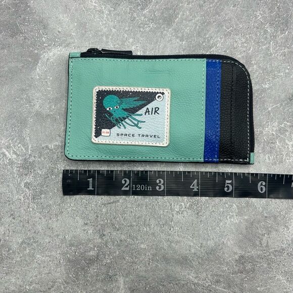 Min & Mon Space Travel Air Leather Zip Pouch Card Holder Wallet - Picture 12 of 15